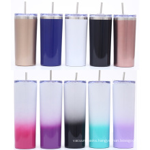 14/20oz Customized Candy Colors Vacuum Insulated Stainless Steel thin wall Tumbler with Lids and Straws